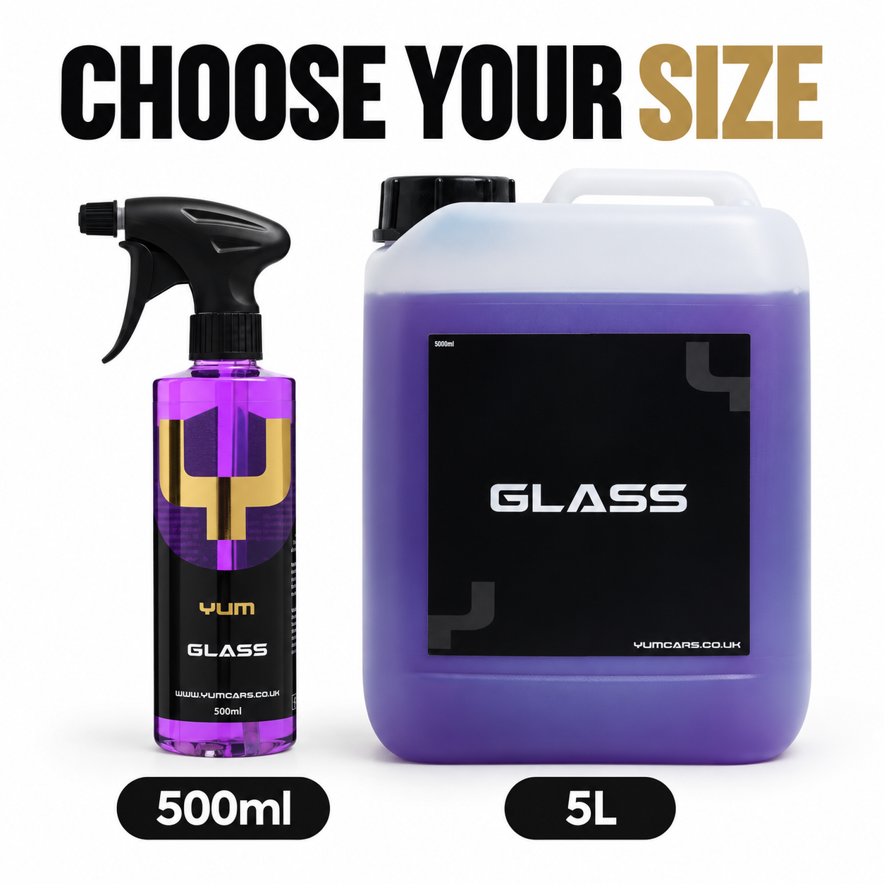 YumCars Glass - Cleaning Solution for Interior & Exterior — Which size can I choose?