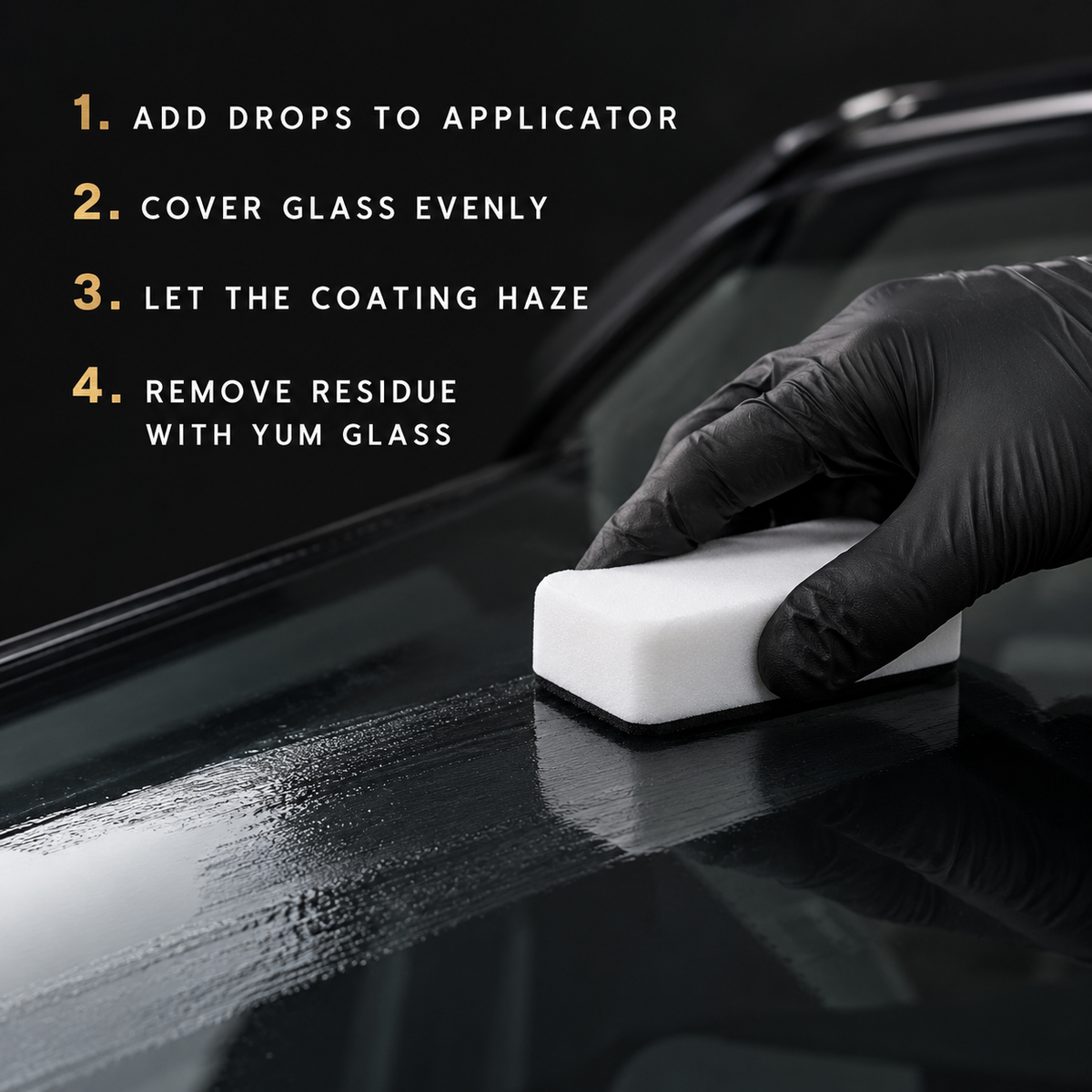 YumCars Glass+ - Dedicated Hydrophobic Glass Sealant Kit — How do I apply it?
