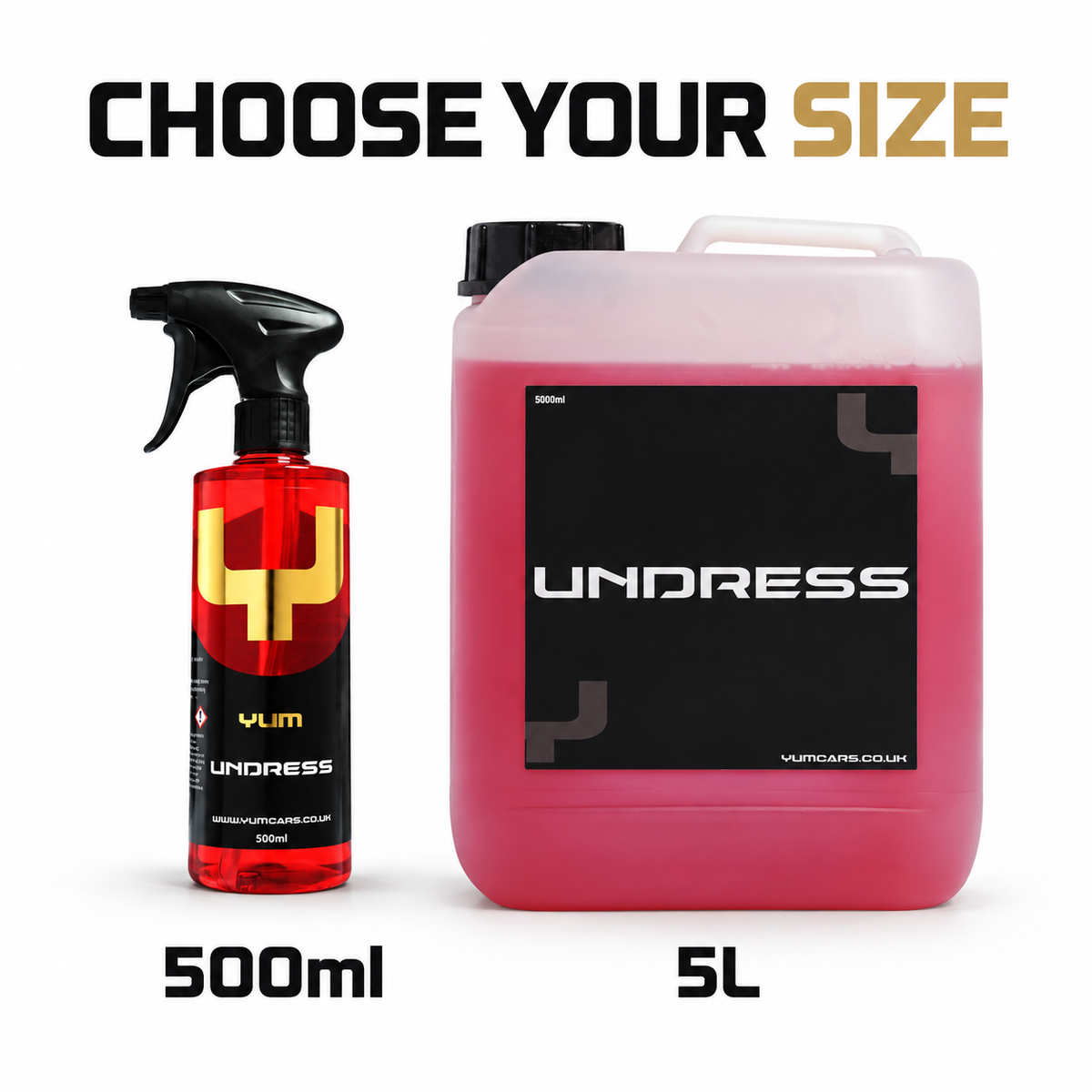 YumCars Undress - Dedicated Tyre & Rubber Cleaner — Which size can I choose?